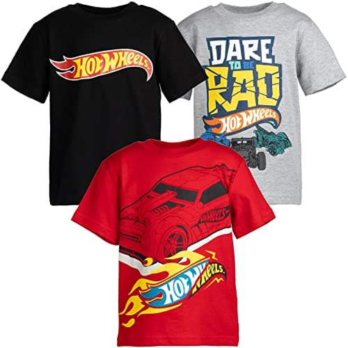 Image of Hot Wheels Toddler Boys 3 Pack Graphic T-Shirts Gray/Black/Red 4T