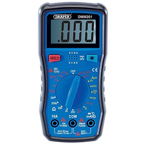 Image of Draper Digital Multi Meter | Voltage Tester | LCD Screen Current Meter | Multi Use Testing Tool | Temperature Reader | 41818