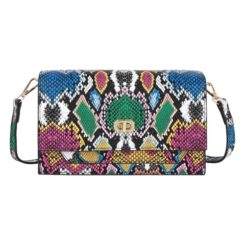 Image of LA HUATE Women's Snakeskin Leather Clutch Handbag Flap Envelope Evening Purse Fashion Crossbody Shoulder Bag