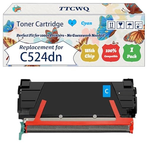 Image of Compatible for Lexmark C524dn Toner Cartridge Work for Lexmark C522 C522n C522x C524 C524dn C524dtn Printers, with Chip, High Yield 8000 Pages, High-Definition Printing (1 Pack Cyan)
