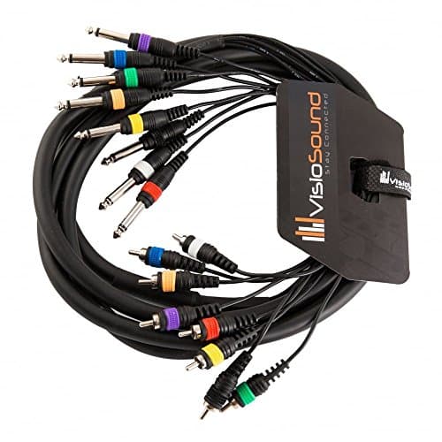 Image of VisioSound 8-Way 3m 6.35mm 1/4" Mono Jack to RCA Phono Loom/Effects Patch Multicore Cable