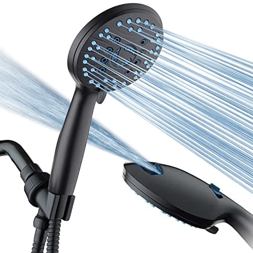 Image of AquaCare High Pressure 8-Mode Handheld Shower Head - Anti-Clog Nozzles, Built-in Power Wash to Clean Tub, Tile & Pets, Extra Long 6 ft. Stainless Steel Hose, Wall & Overhead Brackets
