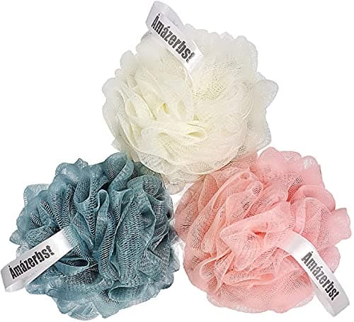 Image of Amazerbst loofah,Shower Puff for Women and Men, Soft Body Scrubber Bath Sponge Set of 3