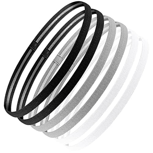Image of 6 Pcs Sports Headbands, Non-Slip Elastic Running Sweat Bands - Unisex Head Bands for Men Women Yoga Football Jogging (White, Black, Gray)