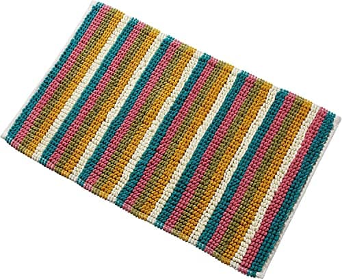 Image of KARKARM New Padstow Classic Bobble Bath Mat Stripe Pattern Bathroom Mats Non Slip Super Soft Absorbent Bubble Shower Rugs Quick Dry Bathroom Floor Foot Mat (Multi Stripe, 50 x 80 cm)