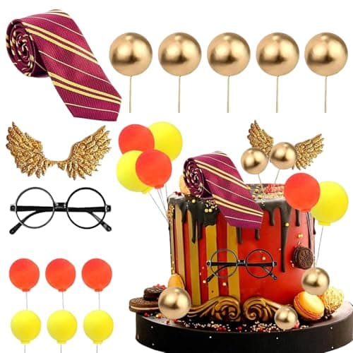 Image of 14Pcs Harry Potter Cake Decorations, Wizard Academy Birthday Cake Topper Set, Magical Themed Party Supplies with Figures and Balloons, Fantasy Movie Gathering Baking Accessories