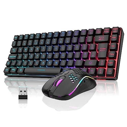Image of RedThunder K84 75% Wireless Gaming Keyboard and Mouse Rainbow Backlight UK Layout 85 Keys TKL Ultra Compact Mini Design Lightweight Honeycomb Gaming Mouse for PC Mac PS5 Xbox Office Gamers