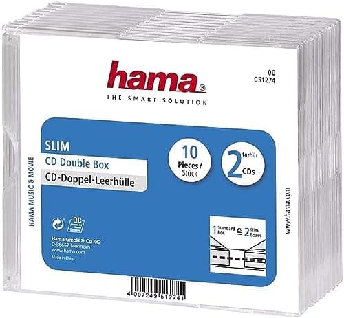 Image of Hama 51274 Slim Double CD Jewel Case, pack of 10 - Transparent