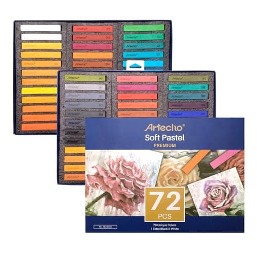 Image of Artecho Soft Pastel Set of 72, Including 4 Fluorescent colors Premium Square Chalk for Drawing, Blending, Layering, Shading, Art Supplies for Kids, Beginners, Students, Experienced Artists