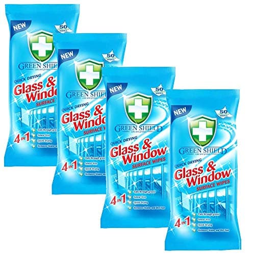 Image of Green Shield Glass and Window Surface Wipes 4 Packs of 70 = 280 Wipes