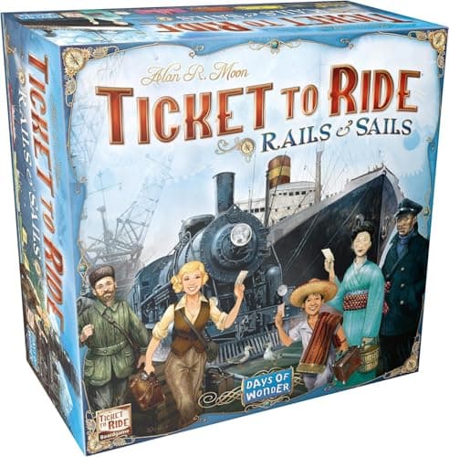 Image of Asmodee Ticket to Ride Rails & Sails Board Game - Train Route-Building Strategy Game, Family Fun for Kids & Adults, Ages 10+, 2-5 Players, 90-120 Minute Playtime