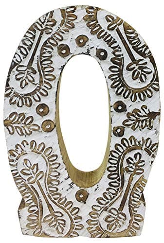 Image of HoitoDeals Wooden Hand Carved White Flower Design Letter For kid's Bedrooms Name Decoration