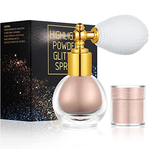 Image of AOOWU Glitter Powder Spray, Shiny Body Spray for Women, Highlighter Loose Shimmer Sparkle Makeup Body, Hair, Face and Clothing, Bronze, 1.0 count (C3-SL-G3282671)