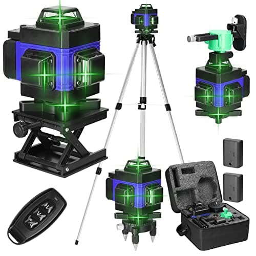 Image of Weytoll Laser Level, 4D 16 Lines, 3° Self-Leveling Machine USB Rechargeable Lithium Battery Leveling Tool, Cross Line Laser with 1.2M 3-Heights Adjustable Tripod Stand, Wall Mount, Remote Control