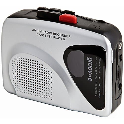 Image of Groov-e Portable Retro Personal Cassette Player and Recorder with Built-In Speaker & Microphone, AM/FM Radio, 3.5mm Headphone Jack and Earphones Included - Black/Silver