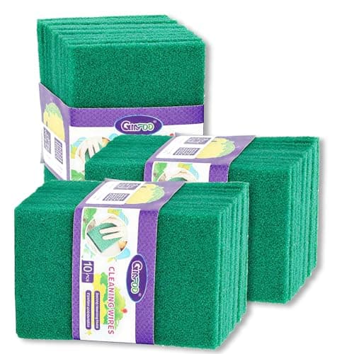 Image of Heavy Duty Scouring, 30pcs Multipurpose Scour Pads, Heavy Duty Scourer Pad Green Scourers Non Scratch Abrasive Heavy Duty Large Scouring Pads for Cleaning Kitchen Utensils
