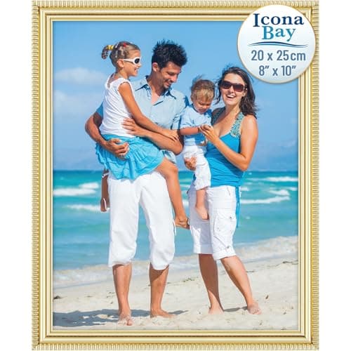 Image of Icona Bay 10x8 Gold Picture Frame Beautifully Detailed Moulding, Contemporary Picture Frame, Wall Mount or Table Top, Inspirations Collection