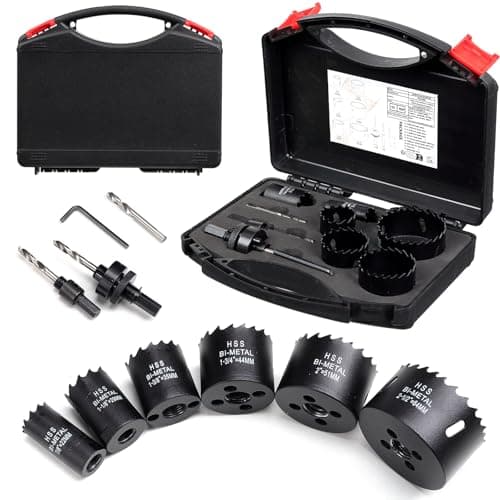 Image of Hole Saw Kit,6PCS Hole Saw Set 22mm-64mm,Drill Bit for Metal and Wood,HSS Bi-Metal Hole Cutter with cutting Depth of 32mm for Punching Circular Holes on Ceiling Board, Acrylic Panel