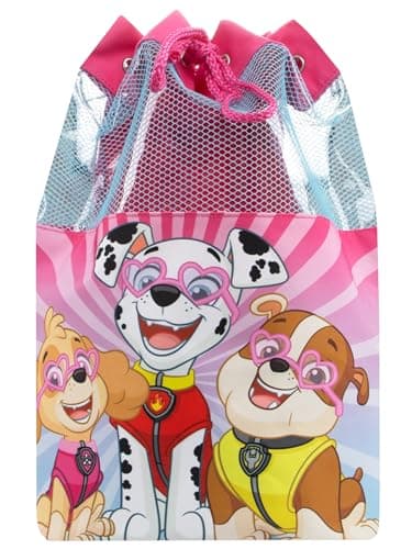 Image of Paw Patrol Girls Swim Bag | Girls Drawstring Bag | Marshall, Rubble And Skye Backpack For Kids