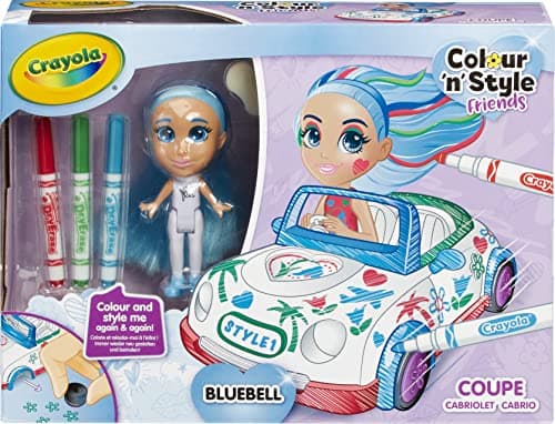 Image of CRAYOLA Colour 'n' Style Friends: Bluebell - Coupe Playset | Colour & Style Your Own Doll, Again and Again! (Includes Magic Dry-Erase Pens) | Ideal For Kids Aged 3+