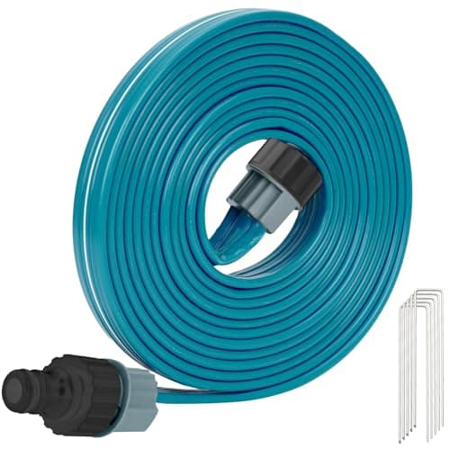 Image of KOBAZ 7.5 m Sprinkler Soaker Hosepipe, Flat Perforated Drip Irrigation Hose with Garden Pegs, Fine Mist Watering Pipe for Lawn, Large Gardens