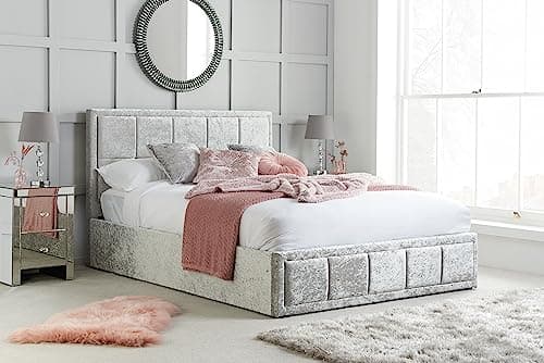 Image of Birlea Hannover Ottoman Storage Bed Crushed Velvet - Steel, Double