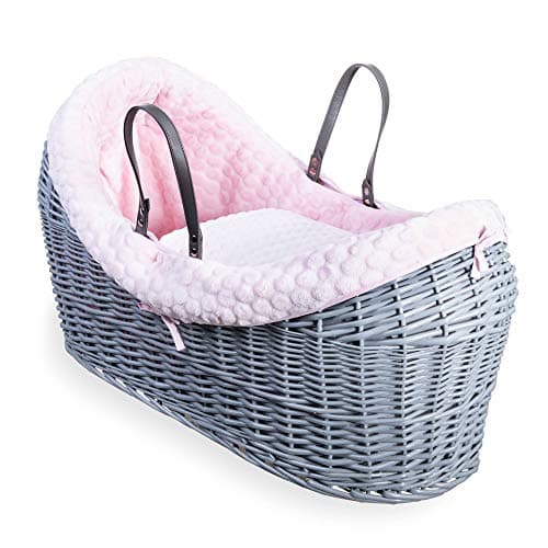 Image of Clair de Lune Marshmallow Grey Wrapover Noah Pod - Baby Moses Basket - Pink