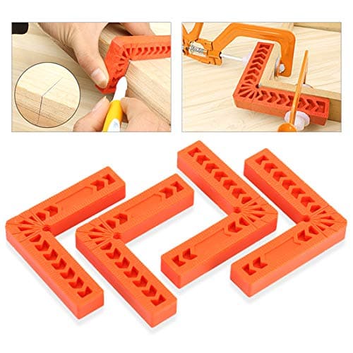 Image of Glarks 4Pcs 4"/100mm 90 Degree Positioning Squares, Right Angle Corner Clamps for Woodworking, Picture Frames, Boxes, Cabinets or Drawers, L-Type Right Angle Ruler, Carpenter Tool (4''/100mm)