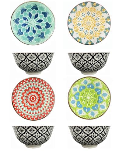 Image of TuYines Cereal Bowls Set of 4,Ceramic Bowls,Porcelain DessertBowls,4.75 Inch,BreakfastBowls for Ice Cream, Rice, Soup, Dessert, Microwave and Dishwasher Safe