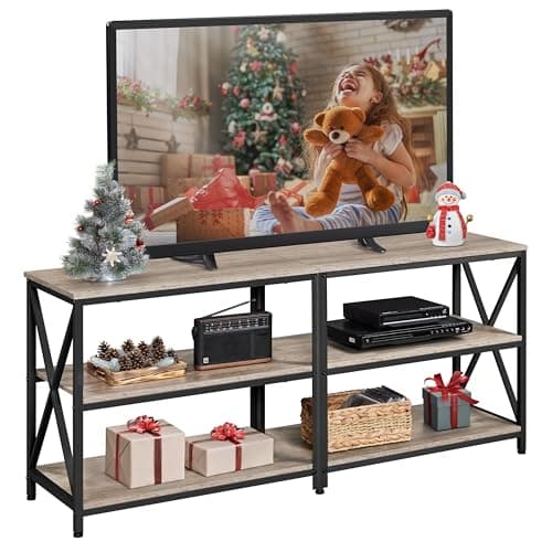 Image of Yaheetech TV Stand for TVs up to 65 Inch, TV Unit with Open Storage Shelves, Entertainment Centre for Living Room, Bedroom, Grey