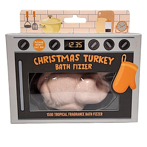 Image of Christmas Turkey & Brussels Sprout Shaped Bath Fizzers 150g Each - Tropical Fragrance Holiday Bath Bombs (Christmas Turkey Orange, Tropical)