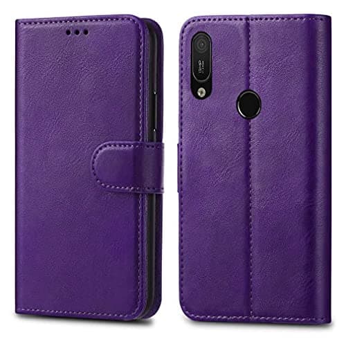 Image of GAPlus Huawei Y6 Y6s / Honor 8A Pro Premium Leather Wallet Case - Flip Cover For 6.09" [Card Holder, Magnetic Closure] (Purple)