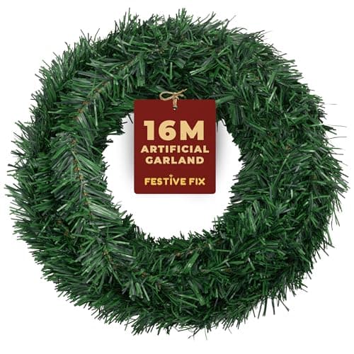 Image of Festive Fix 52FT (16M) Green Christmas Garland – Realistic Artificial Fir Xmas Garland for Stairs, Fireplace & Door Decor – Durable Indoor Outdoor Decoration for Home, Garden & Holiday Displays