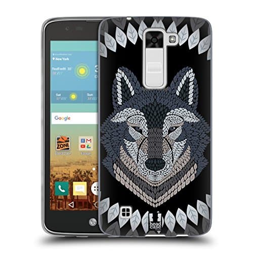 Image of Head Case Designs Wolf Animal Leaf Mosaic Soft Gel Case for LG K7 K330 / Tribute 5