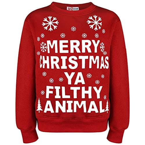 Image of A2Z 4 Kids Girls Boys Merry Christmas Jumper Comfortable - Ya Filthy Jumper Red 11-12