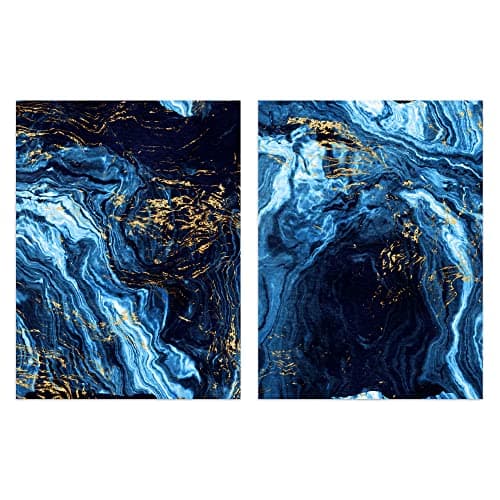Image of Artery8 Abstract Dark Blue & Gold Marble Set Of 2 Unframed Wall Art Prints Living Room Aesthetic Vein Mineral A4