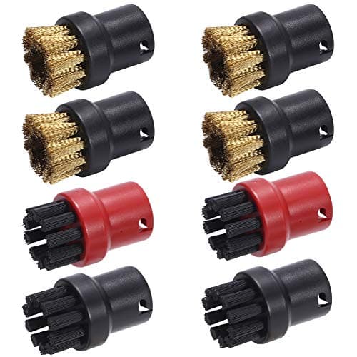 Image of HONUTIGE 8pcs Nylon + Brass Wire Brush Nozzle for Kärcher Steam Cleaners, Nylon + Brass Wire Brush Tool Nozzles Replacement Spare parts Steamer