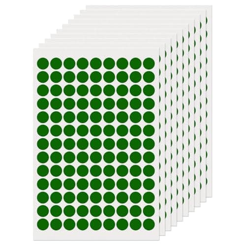 Image of FINDAT Green Round Labels 13 mm Colour Coding Circle Dot Stickers Vinyl Waterproof Self-Adhesive Removable Sticky Name Tags for Home Office Business 1170 Pack