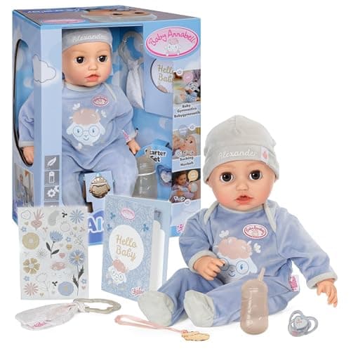 Image of Baby Annabell Interactive Alexander 43cm - Soft bodied baby doll with realistic movements, sounds & accessories - Suitable for Children Aged 3+
