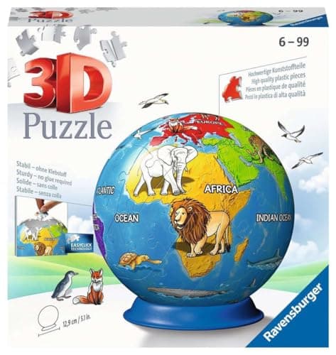 Image of Ravensburger Children's Globe, 72 piece 3D Jigsaw Puzzle - Collectable Toys and Gifts for Kids and Adults Age 6 Years Up