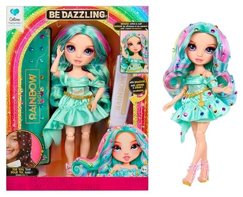 Image of Rainbow High Be Dazzling - Celine Turquoise - Teal 28cm Fashion Doll with Bedazzling Tool, Sparkle Gems and Styling Accessories
