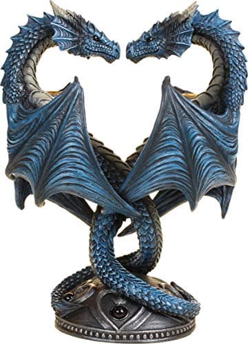 Image of Nemesis Now Dragon Heart Anne Stokes Candle Holder 28cm Blue