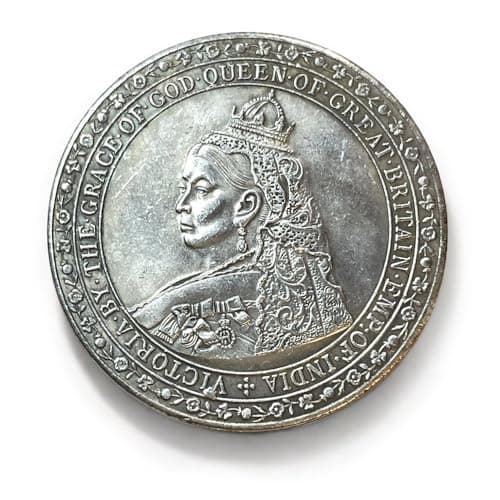 Image of Great Britain 1887 Five Shilling Crown Queen Victoria Coin, British Old Silver Coins for Collectors, UK Antique Coin Set, United Kingdom Ancient Coins Collection, Vintage Gifts