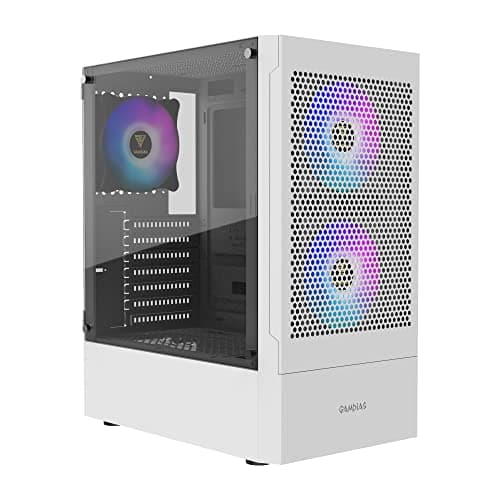 Image of GAMDIAS TALOS E3 MESH WH Gaming pc case, Mid-Tower ATX Case with Side Tempered Glass Panel and a Magnetic Dust Filter & 3 Built-in 120mm ARGB Fans, Tool-Free Installation, Mesh Front Panel