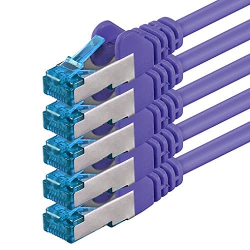 Image of 1aTTack.de 3 meter - CAT6a - network cable purple - 5 pieces CAT 6 A patch cable 10000 Mbit s SFTP PIMF 500 MHz compatible with CAT5 CAT6 CAT7 DSL Internet Switch Router