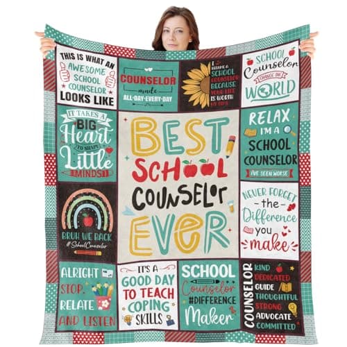 Image of Wxiben School Counselor Gifts for Women - Counselor Appreciation Gift Blanket Guidance School Counselors Thank You Gift for Birthday Christmas Soft Flannel Throw Blanket for Sofa Couch 60 x 50 Inches
