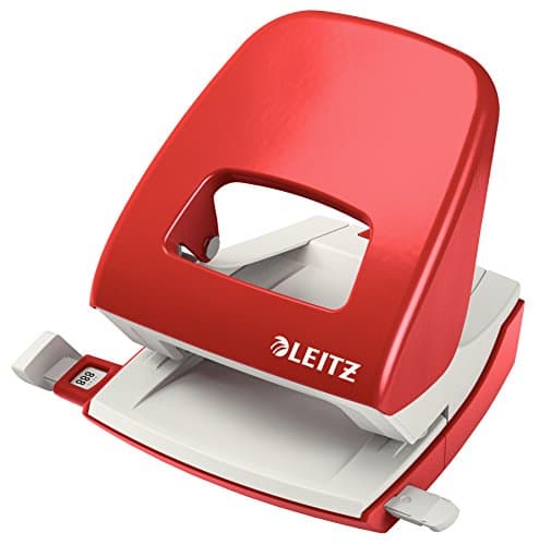Image of Leitz 50080025 "Nexxt Series WOW" Metal Office Hole Punch - Red