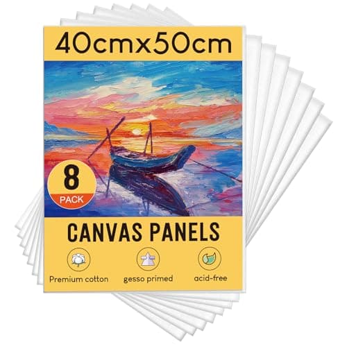 Image of STATIONERY ISLAND 8 Packs Canvas for Painting 40x50cm, Large Canvas Boards 100% Cotton, Acid Free, Blank Canvas Panels for Acrylic Painting & Oil Paint, Hobby Painters and Beginner(16“ X 20”)