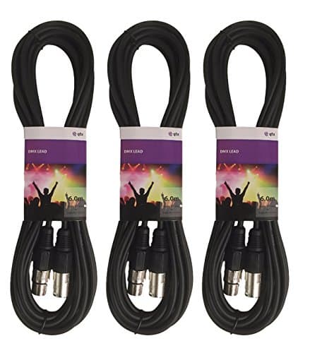 Image of 3 x QTX 6M DMX Lighting XLR Signal Cable Lead