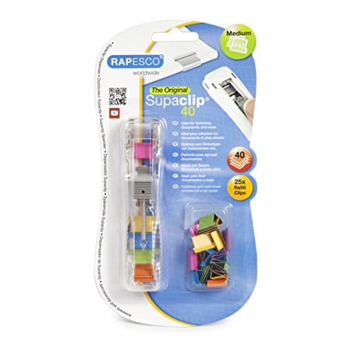 Image of Rapesco RC4025MC Supaclip 40 See Through Dispenser and 25 Refill Clips in Assorted Colours